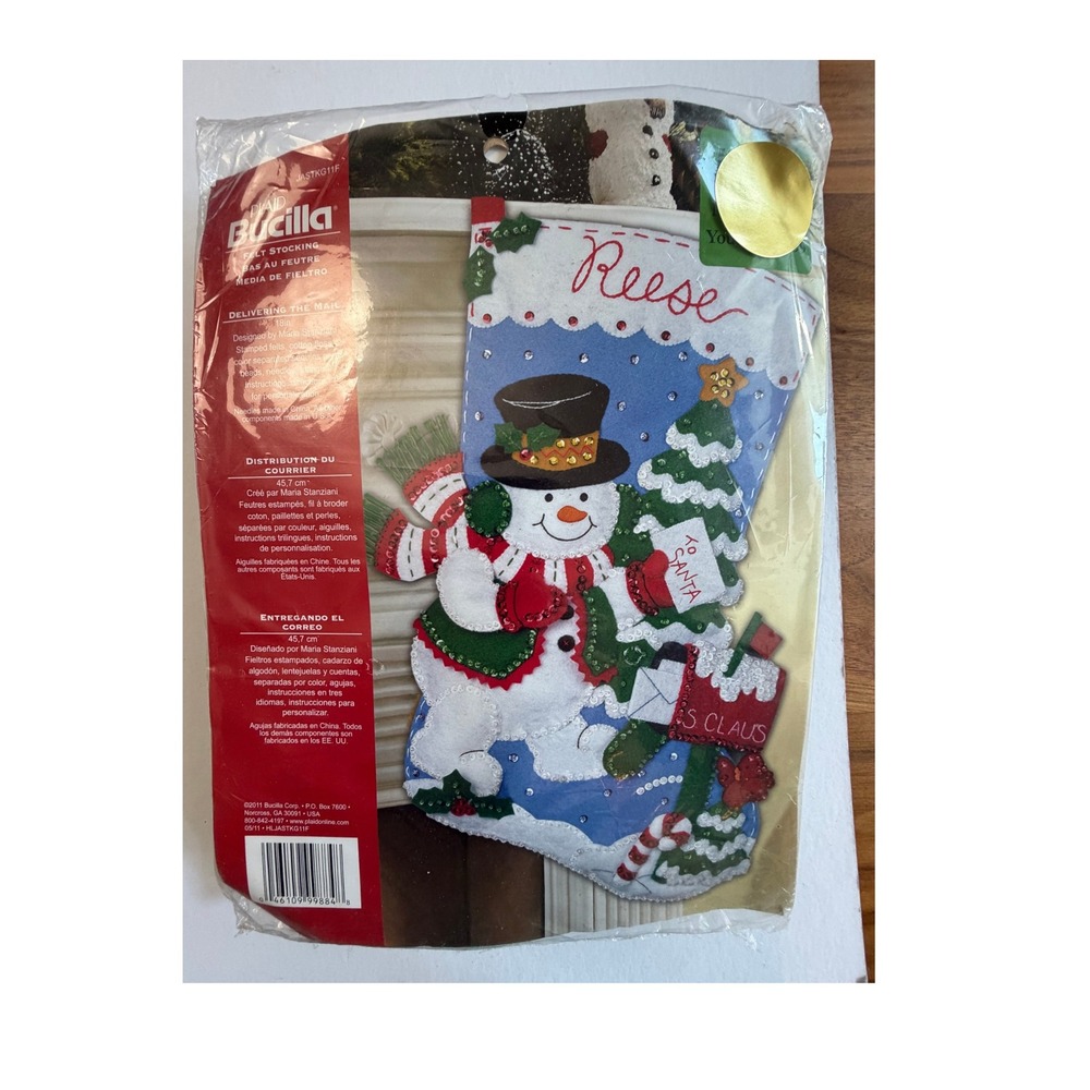 New Bucilla 18" Felt Christmas Stocking Kit Delivering the Mail 85178 DIY Bling